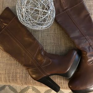 Lauren Conrad tall cognac platform boots